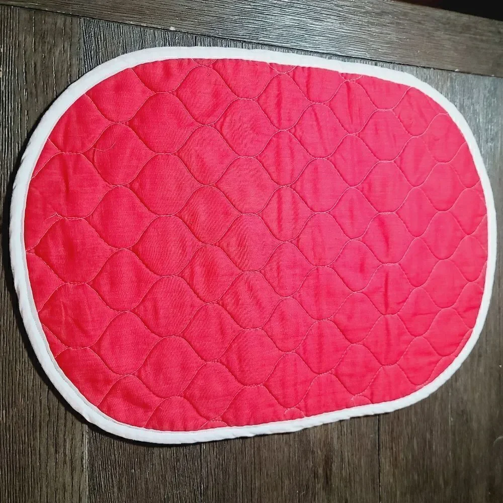Vintage Handmade Christmas Red Polka Dot Bow Holly Contrast Trim Placemat